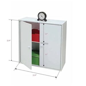 KB Designs - 2 Tier Storage Organizer Bookcase Cabinet with Doors, White