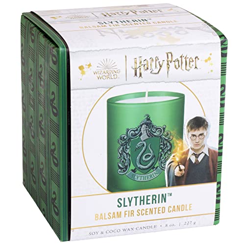 Harry Potter Slytherin Scented Candle, Large 8 oz - Balsam Fir Scent - Soy and Coco Wax - Great Gift for Harry Potter Fans