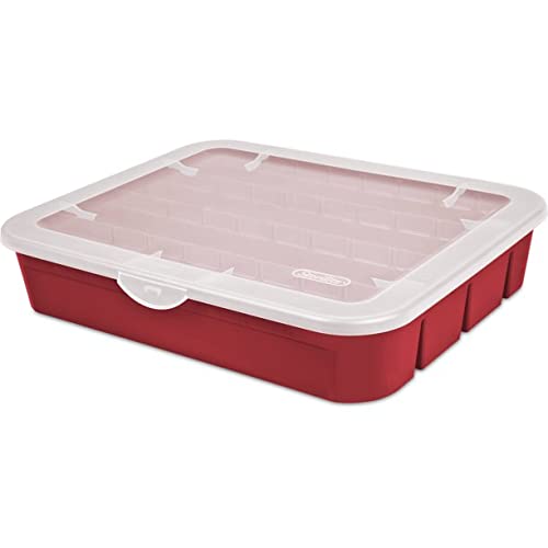 Sterilite Red Holiday Ornament Adjustable Storage Container Organizer Case- Holds 32 Ornaments