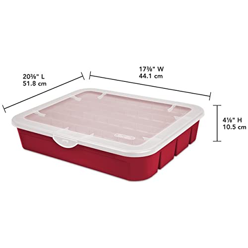 Sterilite Red Holiday Ornament Adjustable Storage Container Organizer Case- Holds 32 Ornaments