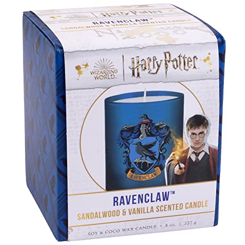 Harry Potter Ravenclaw Scented Candle, Large 8 oz - Vanilla & Sandlewood Scent - Soy and Coco Wax - Great Gift for Harry Potter Fans