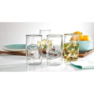 Glaver's Drinking Glasses Set of 4, Vintage Italian Style – Elegant 20 Oz Clear Tumbler Glassware Set– Genuine Artisan-Made for, Refreshing Drinks, Beverages, Cocktails. Dishwasher Safe