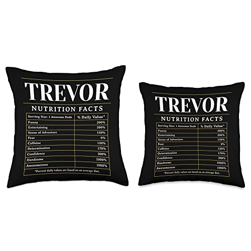 Customized Funny Boyfriend Name Pun Trevor Nutrition Facts Nickname Funny Personalized Name Throw Pillow, 18x18, Multicolor