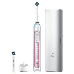 Oral-B Smart Limited Rechargeable Electric Powered Toothbrush, Pink with 2 Brush Heads and Travel Case - Visible Pressure Sensor to Protect Gums – 6 Brushing Modes - 2 Minute Timer