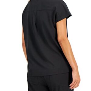 Hanes Women's ComfortFit Stretch Mandarin Collar Scrub Top Black, Medium