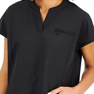 Hanes Women's ComfortFit Stretch Mandarin Collar Scrub Top Black, Medium