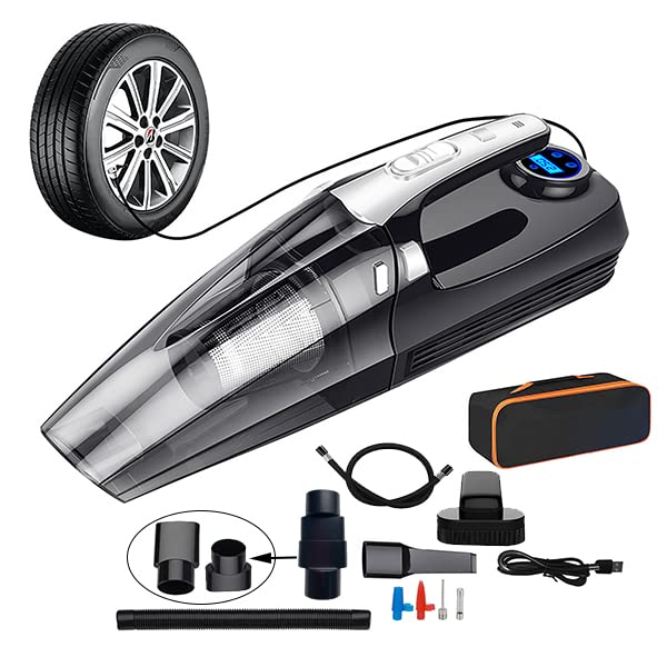 YSMJ Upgraded 12000pa Cordless Rechargeable 4-in-1 Car Vacuum Cleaner, Strong Suction Handheld Vacuum High Power Car Vacuum with LED Light, Rechargeable for Home, Pet Hair, Car Cleaning