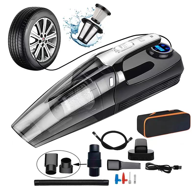 YSMJ Upgraded 12000pa Cordless Rechargeable 4-in-1 Car Vacuum Cleaner, Strong Suction Handheld Vacuum High Power Car Vacuum with LED Light, Rechargeable for Home, Pet Hair, Car Cleaning