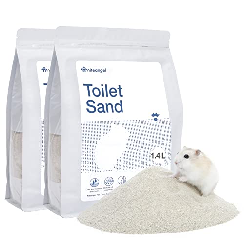 Niteangel Training Litter Potty Sand - Hamster Sand Bath for Syrian Dwarf Hamsters Gerbils Mice Lemming Degus or Other Small-Sized Pets ((1.4 L X 2 - Blue Label)