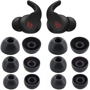 jnsa 12 pcs silicone ear tips ear cushion ear gel compatible with beats fit pro earbud headphones, 3 size 6 pairs eartips replacement for beats fit pro, black (bfpsilicone6)