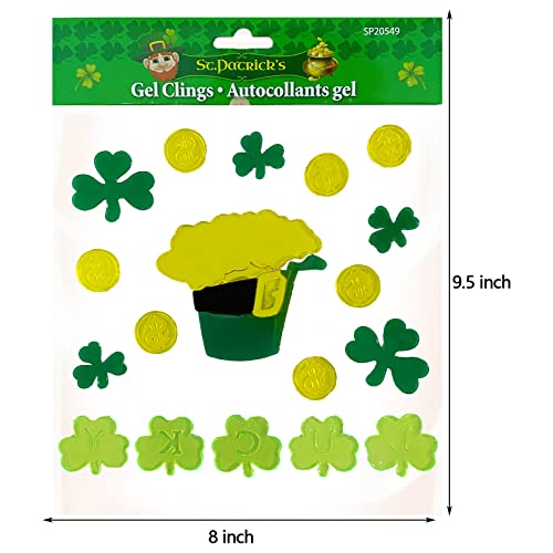 LRIGYEH 6 Pack St. Patrick's Day Gel Window Clings Decorations Includes Shamrocks, Beers, Hat and Happy St. Patrick's Day - Reusable and Easy to Remove (St. Patrick's Day)