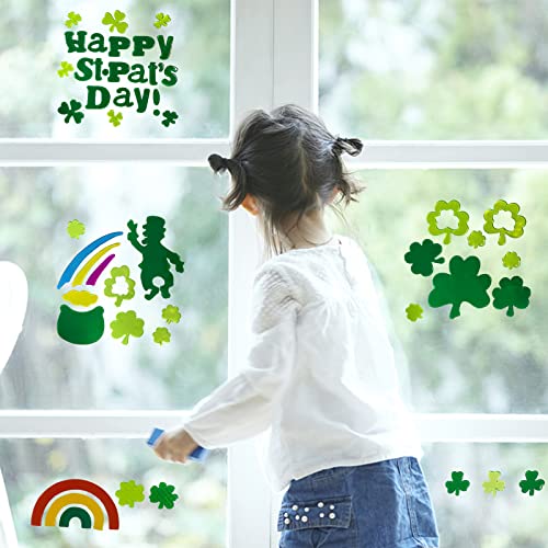 LRIGYEH 6 Pack St. Patrick's Day Gel Window Clings Decorations Includes Shamrocks, Beers, Hat and Happy St. Patrick's Day - Reusable and Easy to Remove (St. Patrick's Day)