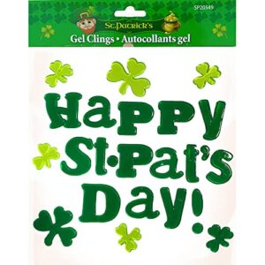 LRIGYEH 6 Pack St. Patrick's Day Gel Window Clings Decorations Includes Shamrocks, Beers, Hat and Happy St. Patrick's Day - Reusable and Easy to Remove (St. Patrick's Day)