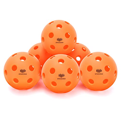 SPACEZHUA Indoor Pickleballs，XX-26holes Pickleball Balls，USA Pickleball(USAPA) Approved, TPE Material Pickle Balls high Elasticity Aging Resistance，Orange & Yellow，6，10 Packs.