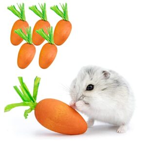 niteangel hamster chew & decor toys - for syrian dwarf hamsters gerbils mice lemming degu or other small-sized pets (carrot-shape (pack of 6))