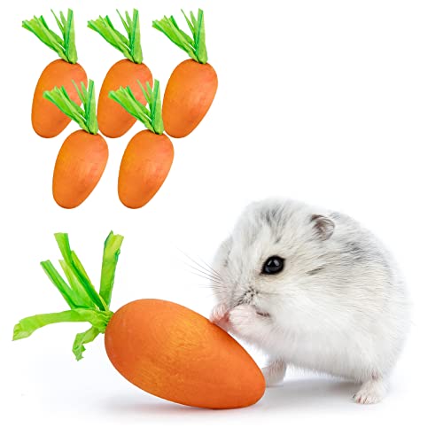 Niteangel Hamster Chew & Decor Toys - for Syrian Dwarf Hamsters Gerbils Mice Lemming Degu or Other Small-Sized Pets (Carrot-Shape (Pack of 6))