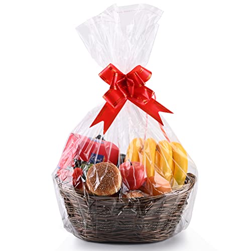 RURALITY Large Baskets for Gifts, Empty Gift Basket to Fill Chocolate,Nuts for Holiday,Birthday, Easter,Mother's Day, Thanksgiving Christmas,Deep Coffee