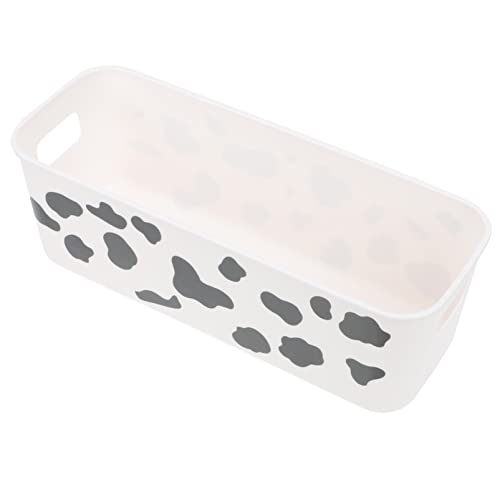 Yardwe Desktop Makeup Organizer Bin Cow Pattern Goodie Containers Phone Storage Case Box Items Bin Sundries Tray for Book Cosmetics Food Home Office