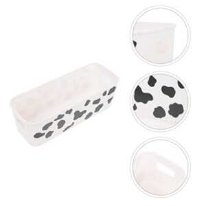 Yardwe Desktop Makeup Organizer Bin Cow Pattern Goodie Containers Phone Storage Case Box Items Bin Sundries Tray for Book Cosmetics Food Home Office