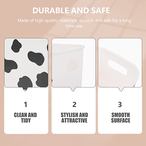 Yardwe Desktop Makeup Organizer Bin Cow Pattern Goodie Containers Phone Storage Case Box Items Bin Sundries Tray for Book Cosmetics Food Home Office