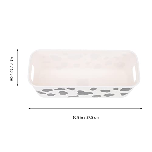 Yardwe Desktop Makeup Organizer Bin Cow Pattern Goodie Containers Phone Storage Case Box Items Bin Sundries Tray for Book Cosmetics Food Home Office