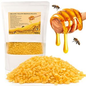 beeswax pellets 2lb(32 oz), trinida 100% organic yellow bees wax for diy candles, beeswax for candle making, skin, body, face, and hair care, lotions, diy creams, lip balm and soap making supplies