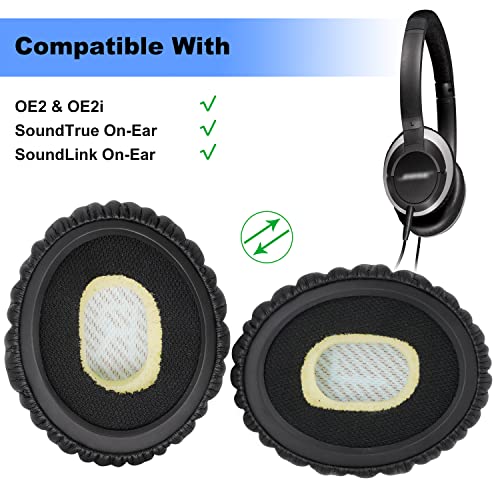 Professional Replacement Ear Pads for Bose On-Ear 2 (OE2 & OE2i)/ SoundTrue On-Ear (OE)/ SoundLink On-Ear (OE) Headphones, Premium Earpads Cushions with Softer Leather and Memory Foam, Black