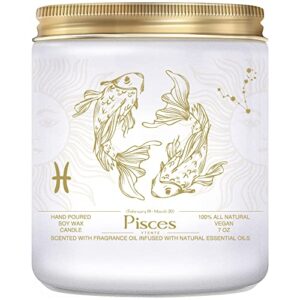 YTENTE Pisces Candles Gift, Zodiac Crystals Candles,Astrology Gift Scented Soy Candles Gifts for Women Mom Sister Girlfriend Birthday Gift