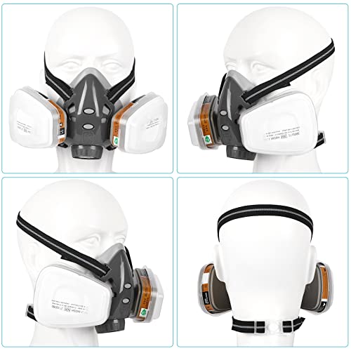 STSVM Respirator Mask, Reusable Half Face Cover Gas Mask filters, Professional Breathing Protection Against Painting/Chemicals/Organic Vapors Perfect Painters, Construction, Sanding and Other Work