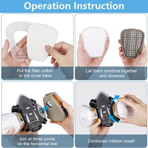 STSVM Respirator Mask, Reusable Half Face Cover Gas Mask filters, Professional Breathing Protection Against Painting/Chemicals/Organic Vapors Perfect Painters, Construction, Sanding and Other Work