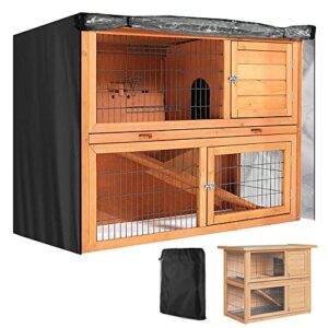 gicov rabbit hutch cover 4ft waterproof double decker rabbit cage cover bunny hutch protector with air hole visible lid for winter outdoor