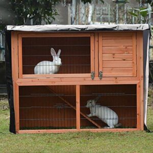 Gicov Rabbit Hutch Cover 4ft Waterproof Double Decker Rabbit Cage Cover Bunny Hutch Protector with Air Hole Visible Lid for Winter Outdoor