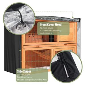 Gicov Rabbit Hutch Cover 4ft Waterproof Double Decker Rabbit Cage Cover Bunny Hutch Protector with Air Hole Visible Lid for Winter Outdoor