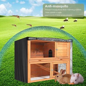 Gicov Rabbit Hutch Cover 4ft Waterproof Double Decker Rabbit Cage Cover Bunny Hutch Protector with Air Hole Visible Lid for Winter Outdoor