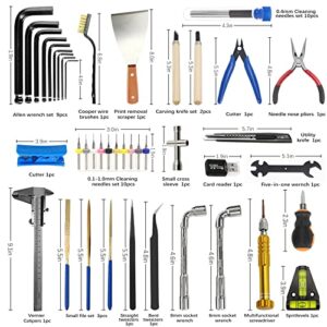 INF3DCOORD 55 Pcs 3D Print Tool Kit Box 2.0 with Cutting Tool, Cleaning Needles, Utility Knife,Screwdriver,Carving Knife,Tweezers,Flat File,Allen Wrench，Shovel,Metal Caliper, Model Tools