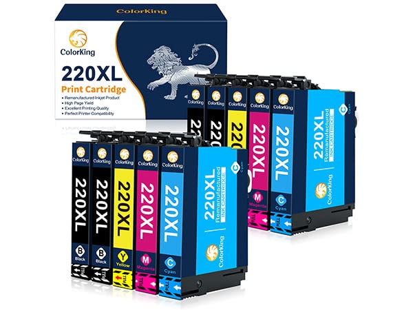 ColorKing Remanufactured 220 Ink Cartridge Replacement for EPSON 220XL T220XL 220 XL Ink Cartridges Multipack for WF-2750 WF-2760 WF-2630 WF-2650 WF-2660 XP-420 XP-320 XP-424 Printer (4 Color 10 Pack)