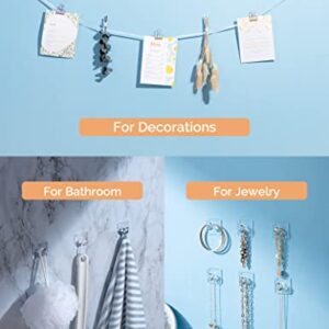 Zreal Wall Hooks for Hanging Adhesive Hooks 12-Pack, Acrylic Diamond Hooks Wall Hangers, Decorative Hooks Clear Jewelry Hooks