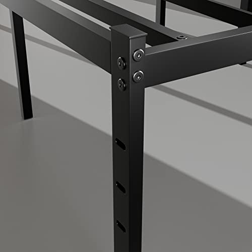 King Size Bed Frame/ 18 Inch High Heavy Duty Steel Slat Platform Bed Base/Mattress Foundation/Anti-Slip/Noise Free/Easy Assembly/No Box Spring Needed/Black