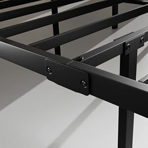 King Size Bed Frame/ 18 Inch High Heavy Duty Steel Slat Platform Bed Base/Mattress Foundation/Anti-Slip/Noise Free/Easy Assembly/No Box Spring Needed/Black