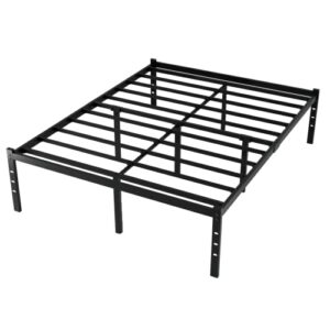 King Size Bed Frame/ 18 Inch High Heavy Duty Steel Slat Platform Bed Base/Mattress Foundation/Anti-Slip/Noise Free/Easy Assembly/No Box Spring Needed/Black