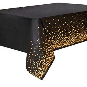 8 Pack Disposable Tablecloth 54" X 108" Rectangular Table Cover Gold Dot Black Table Cloths Waterproof Parties Tablecloths for Indoor or Outdoor Events, BBQ, Party, Wedding, Graduation, Thanksgiving