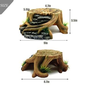 Turtle Basking Platform,Tortoise Shale Step Resting Terrace,Reptile Tree Stump Hideout Cave Terrarium Accessories Aquarium Decoration for Bearded Dragon Lizard Chamelon Gecko Iguana Frog Newt