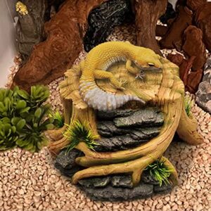 Turtle Basking Platform,Tortoise Shale Step Resting Terrace,Reptile Tree Stump Hideout Cave Terrarium Accessories Aquarium Decoration for Bearded Dragon Lizard Chamelon Gecko Iguana Frog Newt