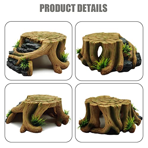 Turtle Basking Platform,Tortoise Shale Step Resting Terrace,Reptile Tree Stump Hideout Cave Terrarium Accessories Aquarium Decoration for Bearded Dragon Lizard Chamelon Gecko Iguana Frog Newt