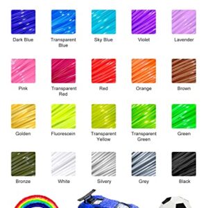 3D Pen PLA Filament Refills, 20 Colors 1.75mm Premium Printing Filament for 3D Printer and 3D Pen, Each Color 16 Feet, Total 320 feet, with 2 Finger Caps by RIEOS