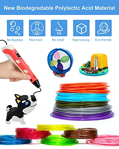 3D Pen PLA Filament Refills, 20 Colors 1.75mm Premium Printing Filament for 3D Printer and 3D Pen, Each Color 16 Feet, Total 320 feet, with 2 Finger Caps by RIEOS