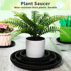 16 Pack Plastic Plant Saucer Black Pot Saucers Round Plant Water Tray Thick Drip Trays for Potted Plants Flower Pot Pan Plant Drainage Tray for Indoor Outdoor Garden, 4 Inch, 6 Inch, 8 Inch, 10 Inch