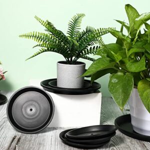 16 Pack Plastic Plant Saucer Black Pot Saucers Round Plant Water Tray Thick Drip Trays for Potted Plants Flower Pot Pan Plant Drainage Tray for Indoor Outdoor Garden, 4 Inch, 6 Inch, 8 Inch, 10 Inch