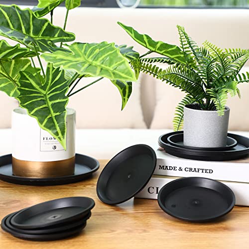 16 Pack Plastic Plant Saucer Black Pot Saucers Round Plant Water Tray Thick Drip Trays for Potted Plants Flower Pot Pan Plant Drainage Tray for Indoor Outdoor Garden, 4 Inch, 6 Inch, 8 Inch, 10 Inch