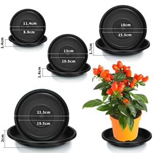 16 Pack Plastic Plant Saucer Black Pot Saucers Round Plant Water Tray Thick Drip Trays for Potted Plants Flower Pot Pan Plant Drainage Tray for Indoor Outdoor Garden, 4 Inch, 6 Inch, 8 Inch, 10 Inch